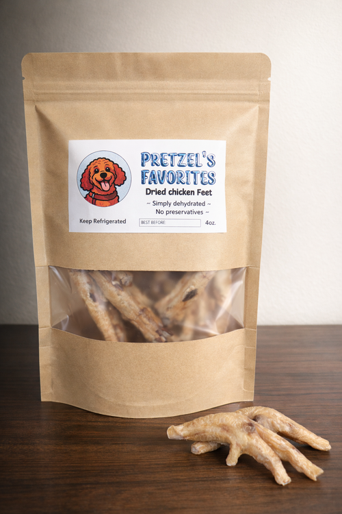 Crunchy dehydrated chicken feet dog treats for dental support